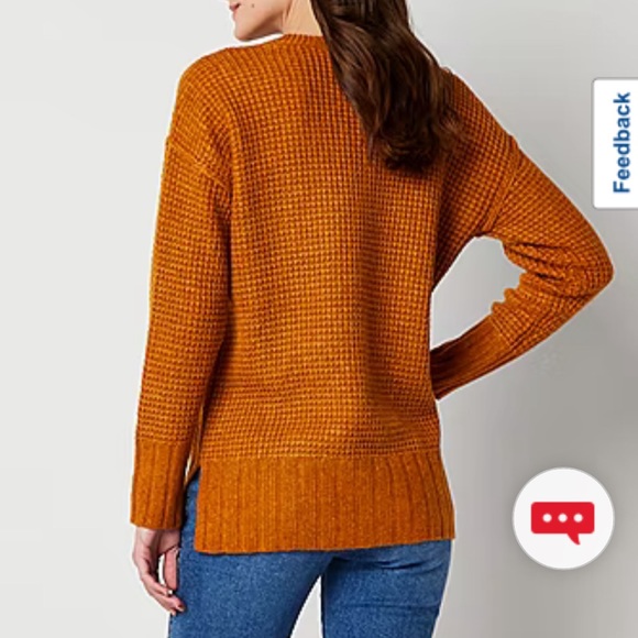 NWT a.n.a a new approach Sweater Size med Honey Ginger Brown V  Neck pullover - Picture 2 of 7